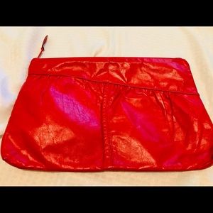 Vintage Red Leather Clutch Purse